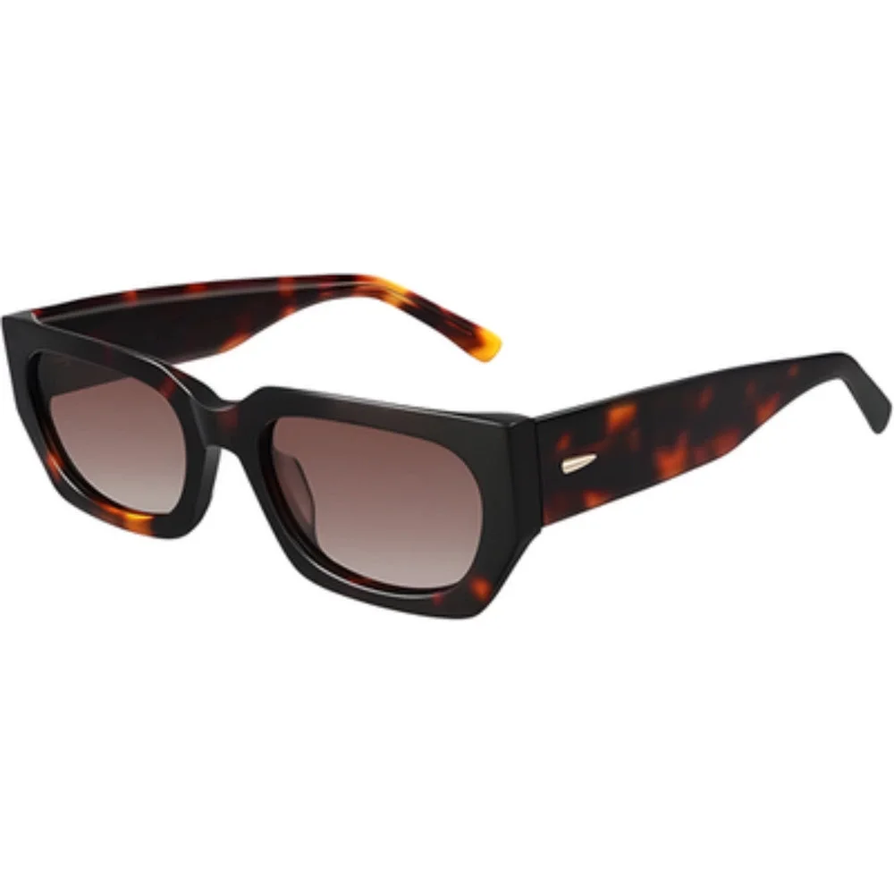 Bold Angular Modern Womens Brown Lens Tortoise Rectangle Sunglasses - Picture 3 of 3